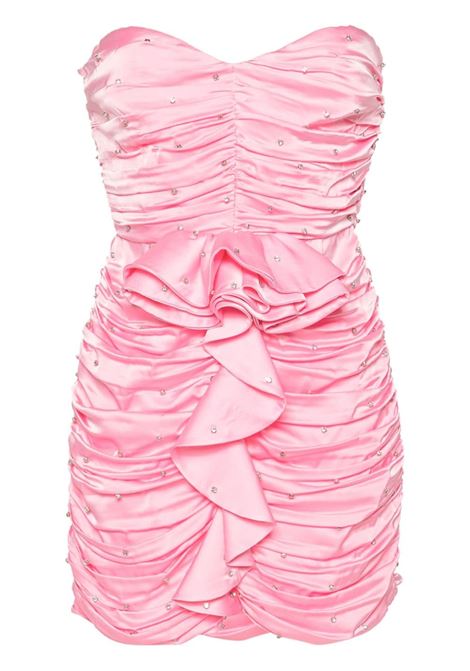 Pink crystal-embellished Goldie ruched mini dress - women